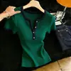 Blusa de tricô redonda de manga curta, estilo retrô chique e elegante, plus size para mulheres, novo modelo primavera-verão 2026, super atraente e emagrecedora
