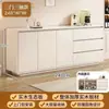 Armário de armazenamento integrado moderno minimalista estilo creme montado na parede para sala de estar em forma de arco, aparador