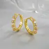 Aretes de Aro con Tachuelas de Diamante Estilo Europeo y Americano, Diseño de Nicho, Sensación de Alta Gama, Versátiles para el Uso Diario, Aretes Incrustados con Circonita para Mujer