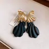 Pendientes de botón con colgante redondo de resina y cuerda de algodón metálica de aguja plateada, pendientes de personalidad exagerada, pendientes de diseño moderno y exquisito para mujer