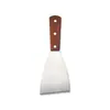 Pala Plana Likou de Tres Lados Gadgets de Cocina Pala Oblicua Pala para Teppanyaki Acero Inoxidable Mango de Madera Pala para Cocinar Panqueques y Pasteles