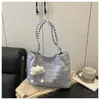 Bolso de Mano Grande de Tejido Casual Estilo Europeo y Americano para Mujer 2025 Nuevo Versátil Bolso Tote de Hombro Tipo Cubo para el Trabajo