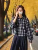 Elegante camisa de cuadros para mujer, nueva colección de primavera y otoño, moderna, rejuvenecedora, versátil, adelgazante, chaqueta corta casual, top de moda