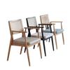 Silla de Comedor Nórdica de Madera Maciza y Ratán Silla de Hotel Antigua Media Casual con Reposabrazos y Respaldo Silla Moderna Simple para Restaurante Oficina