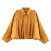 Jaqueta Cropped Suede Retrô 2026 com Gola Lapela, Manga Curta, Versátil para o Trabalho, Efeito Emagrecedor
