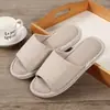 Zapatillas de casa de lino a rayas para primavera y verano, para mujer, con suelo de madera, de algodón y lino, para hombre, venta al por mayor