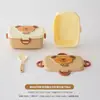Serie Capibala Fiambrera de Plástico Fiambrera Portátil con Cuchara Fiambrera para Estudiantes Apta para Microondas Fiambrera