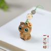 Sándalo verde natural lindo gatito lindo cadena para teléfono móvil diy creativo curativo lindo llavero tejido a mano