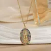 Colar de Moda de Alto Padrão com Zircônia Incrustada em Cobre, Virgem Maria, Corrente de Clavícula de Aço Titânio para Mulheres, Joia Europeia e Americana Mais Vendida