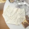Bragas Sexy de Encaje de Cintura Media Ajustadas a la Cadera para Mujer, Entrepierna de Seda, Transpirables, Cómodas, Alta Elasticidad, Tallas Grandes, Calzones Lisos para Mujer