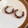 Brincos Pingente Redondos de Crina de Cavalo com Estampa Geométrica de Leopardo Retro Prateados, Brincos Modernos e Simples, Brincos de Design Exclusivo para Mulheres