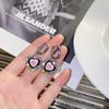 Pendientes de plata 925 con forma de corazón de melocotón y gema, estilo retro europeo y americano, con diamantes morados