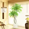 Planta Artificial Verde Nandina Bambu Planta Falsa High-End Luxo Leve Árvore Decorativa para Sala de Estar Ornamentação de Chão Interna Grande em Vaso