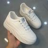 Zapatos Blancos de Piel Genuina con Suela Gruesa y Aumento de Altura para Mujer Primavera 2024 Nuevo Combinación Total Ultraligeros de Suela Blanda Tenis Deportivos Casuales