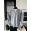 Nova Moda Europeia e Americana Masculina Estilo Old Money Falso Duas Peças Algodão Gola Henley Solto Color Block Oversized Moletom Gola Redonda para Homens