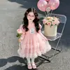 Vestido para niña, nueva colección primavera/otoño 2026, estilo coreano, talla de bebé, con diseño temático de Frozen con lentejuelas y perlas, falda de varios niveles estilo pastel y un vestido de princesa
