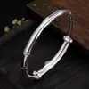 Artículos genuinos pulsera de bambú plateada en cobre ajustable de empuje y extracción estilo étnico simple pulsera femenina comercio electrónico transmisión en vivo fábrica venta al por mayor