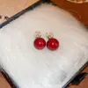 Pendientes Acrílicos Geométricos Redondos de Corazón Aguja de Plata Pendientes Simples Rojos Ankora Pendientes Dulces de Gama Alta de Nicho