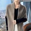 Suéter de lana nuevo de primavera y otoño 2025 para mujer, estilo holgado y perezoso, chal de punto, chaqueta de cachemira elegante y holgada.