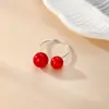 Anel de Pérola Aberto em U Estilo Coreano Moderno Tamanho Ajustável Normcore Criativo Colorido Rosa e Azul Dupla Pérola Anel Ajustável