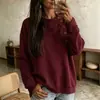 Sudadera de punto con cuello medio alto, color liso, manga larga, decoración de botones oblicuos, estilo casual holgado, para mujer, Otoño Invierno 2026, transfronteriza europea y americana