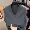 Colete Masculino Xin'ao de Malha Fina 100% Caxemira, Gola V Extra Grossa, Suéter Base Tricotado Quente, 340 gramas