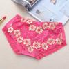 Xiaotianer popular flor bicolor ropa interior de encaje de talle bajo calzones cómodos transpirables de modal para mujer multitalle