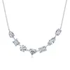 Collar de plata de ley S925 de forma irregular, cadena para clavícula completamente incrustada, collar de moissanita de lujo ligero europeo y americano