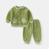 Traje grueso para bebé con forro polar cálido para otoño e invierno, ropa casual para niños de dos piezas, chaqueta deportiva de terciopelo austriaco, estilo coreano moderno