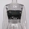 YYF2026 Nuevo top de rejilla con pedrería para Amazon europeo y americano, top corto de mujer con purpurina de pedrería para festival de música electrónica de verano