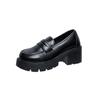 Sapatos de Couro de Salto Grosso e Solado Grosso Estilo Britânico para Mulheres 2025 Outono Nova Moda Versátil Retro Mocassins Slip-On para Mulheres