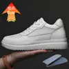 Aumento de Altura Interior Invisible 6cm Moda Masculina Casual Zapatillas Bajas Piel de Vaca Suela Gruesa Aumento de Altura Interior 8cm Punta Redonda Deportivas Blancas para Hombre