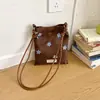 Bolsa de celular leve para outono/inverno com padrão de estrelas bordado em 3D, bolsa transversal ajustável, design color block, perfeita para passeios de outono, elegante e versátil para o uso diário, bolsa feminina