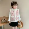 Colete Feminino com Forro de Fleece Outono Inverno Novo Capa Infantil Meninas Inverno Grosso Quente Doce Colete Roupa Externa Estilosa