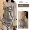 Lencería Sexy Sexy Verano Seda Brillante Ajustada Falda Ajustada Uniforme Estilo Lujuria Pura Diseño de Lentejuelas Vestido Ajustado