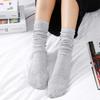 Meias Empilhadas Femininas Estilo Japonês Outono e Inverno Algodão Finas Meias Femininas Cor Sólida Vintage Estilo Mori Meias para Botas Curtas