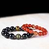Obsidiana Natural Ágata Vermelha Santo Padroeiro do Zodíaco Zodíaco Pulseira Mantra de Seis Caracteres Bronzeada para Homens e Mulheres Pulseira Benmingfo