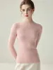 Suéter de peça única 100% cashmere sem costura para mulheres, gola semi-alta, pulôver de tricô slim fit, estilo outono e inverno