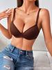 Sutiã de Camiseta Estilo Europeu e Americano Transfronteiriço Lingerie Lisa com Aro Alças Ajustáveis Sutiã Push-Up Sexy da Moda