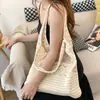 2025 Nuevo Bolso de Mano Tejido Hueco para Primavera y Verano Bolso Tote Grande de Hombro para Mujer Bolso Perezoso y Relajado