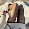 Medias de Seda de Puntos para Mujer Verano Delgadas Pantimedias Jacquard Base Negra y Blanca de Puntos Medias con Lazo Sexy