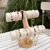 Estante de Exhibición de Pulseras de Bambú de Tres Capas Estante de Pulseras de Sentido Avanzado Exhibidores de Relojes Joyería Accesorios de Exhibición Correa de Mano Anillo para el Cabello Estante de Joyería