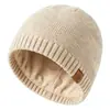 Gorros de Punto Cuidadosamente Seleccionados, Nuevos Modelos Transfronterizos para Mujer, Gorros de Lana para Otoño e Invierno, Gorros de Punto Cálidos para Exteriores de Doble Capa con Forro de Felpa