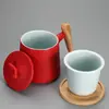 Copo de Cerâmica para Separação de Chá e Água, Copo para Beber, Caneca de Escritório com Tampa, Copo de Chá com Filtro, Caixa de Presente de Cerâmica Grossa