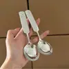 Colher Koala de Aço Inoxidável, Colher Redonda Fofa de Cabo Curto, Colher para Crianças, Colher para Bebê Comer em Casa, Colher de Sopa, Colher de Sobremesa