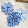 Diadema de Tela Vaquera Lavada Vintage Aro para la Parte Superior Alta de la Cabeza Aro Simple con Lazo de Puntos Accesorios para el Cabello para Salir