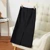 Novo Conjunto Primavera/Verão 2026 Saia Meia-Calça Feminina Média Simples Cintura Alta Reta Fenda nas Costas Justa ao Corpo