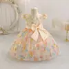 Vestido de Princesa Esponjoso para Niña Moda Bebé Lazo Elegante Vestido de Banquete para un Año Disfraz de Baile para Anfitrión de Festival de Jardín de Infancia