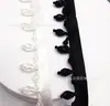 Pendente de cristal com contas e renda feito à mão, preto e branco, com fita, para roupas, decoração de placket de Hanfu, materiais DIY