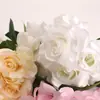 Nova rosa artificial de 9 cabeças com bordas encaracoladas, adereço de decoração de casamento, buquê de mão, flor de seda, atacado do fabricante